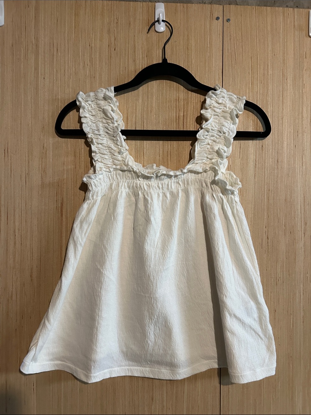 Madewell Cream Textured Ruffle-Trim Tank